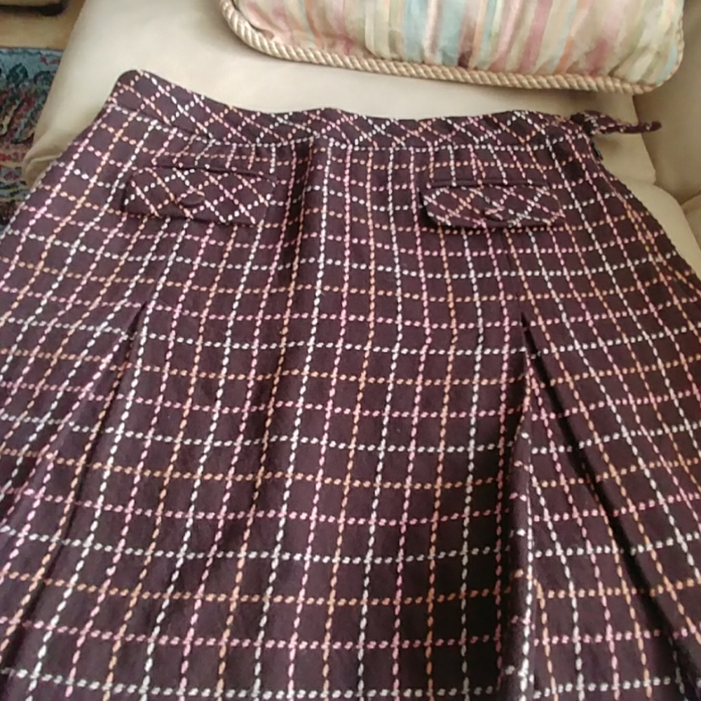 Loft Brown plaid skirt